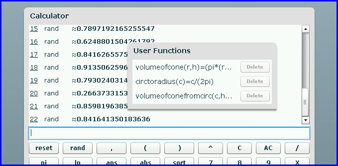 Calculator before reset