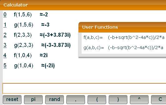 Solving quadratic equations on the calculator