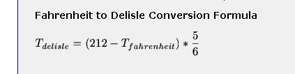 Fahrenheit to Delisle conversion formula