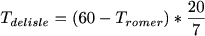 $T_{delisle}=(60-T_{romer})*\frac{20}{7}$