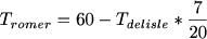 $T_{romer}=60-T_{delisle}*\frac{7}{20}$